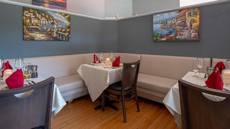 Dining room with booth seating