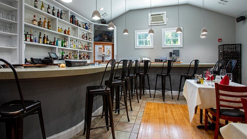 Dining room with view of bar